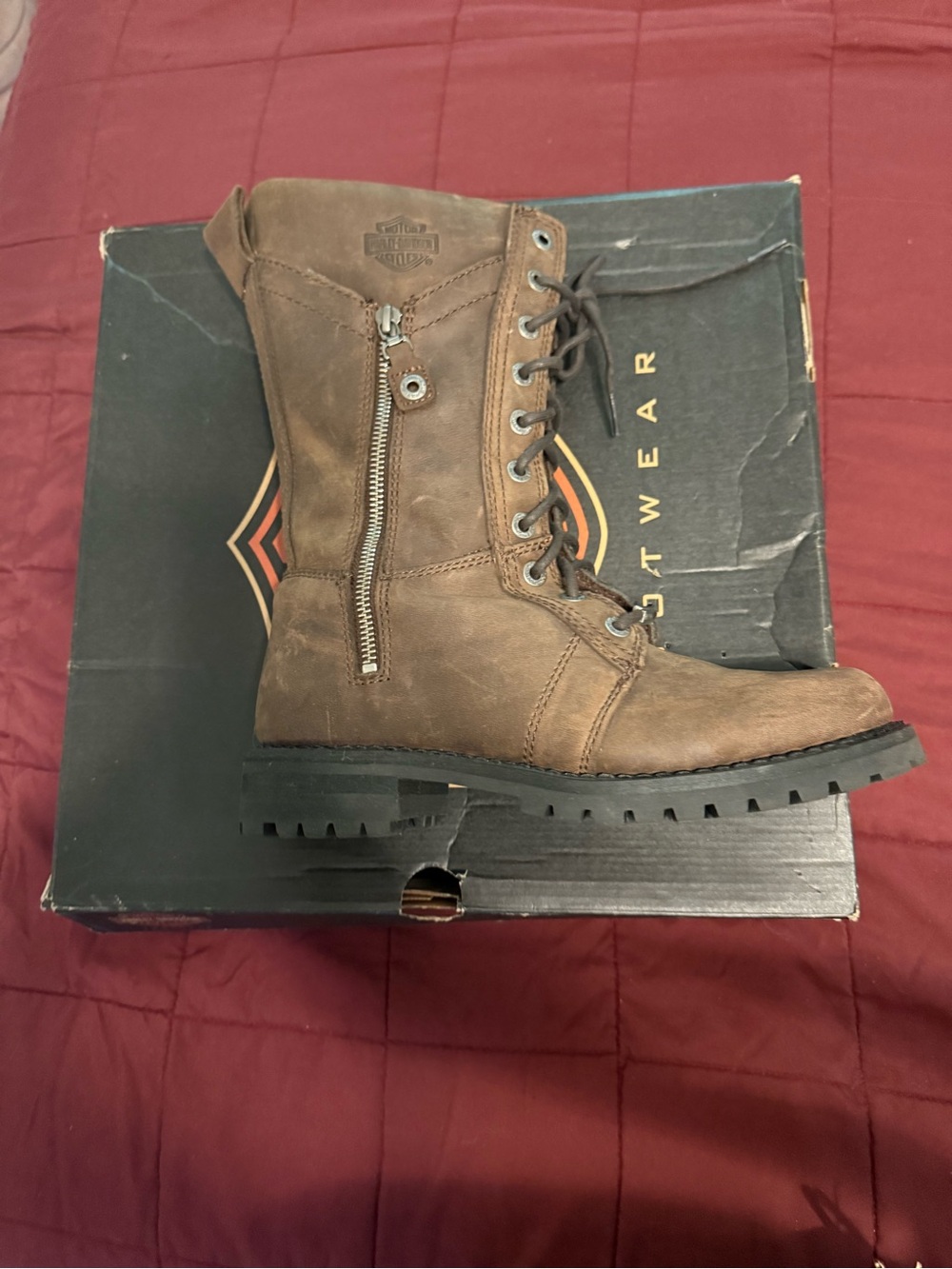 Harley-Davidson women’s Brown Lace-Up Moto Boots - Picture 2 of 5